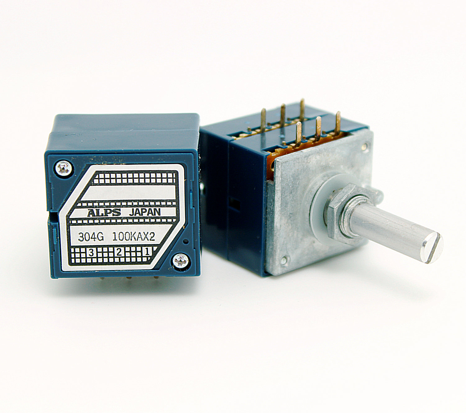 Original Japan ALPS A100K RK27 type blue shell amplifier double volume potentiometer