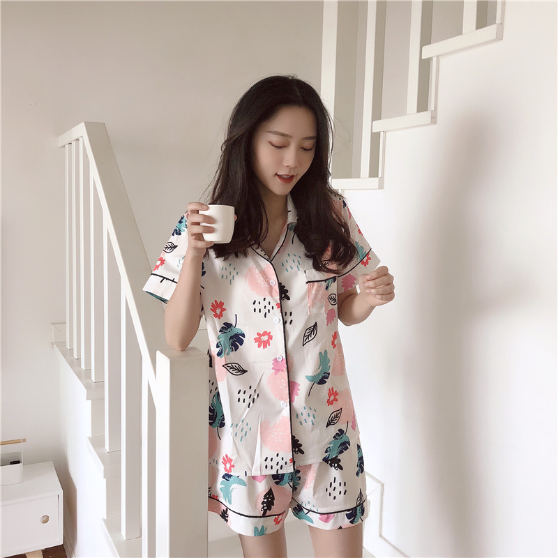 [KN 2019 phụ nữ mùa hè mới] Bộ đồ ngủ đặt dịch vụ tại nhà phiên bản tiếng Hàn đơn giản, thoải mái và thoải mái và thiết thực - Nam giới đồ pijama nam