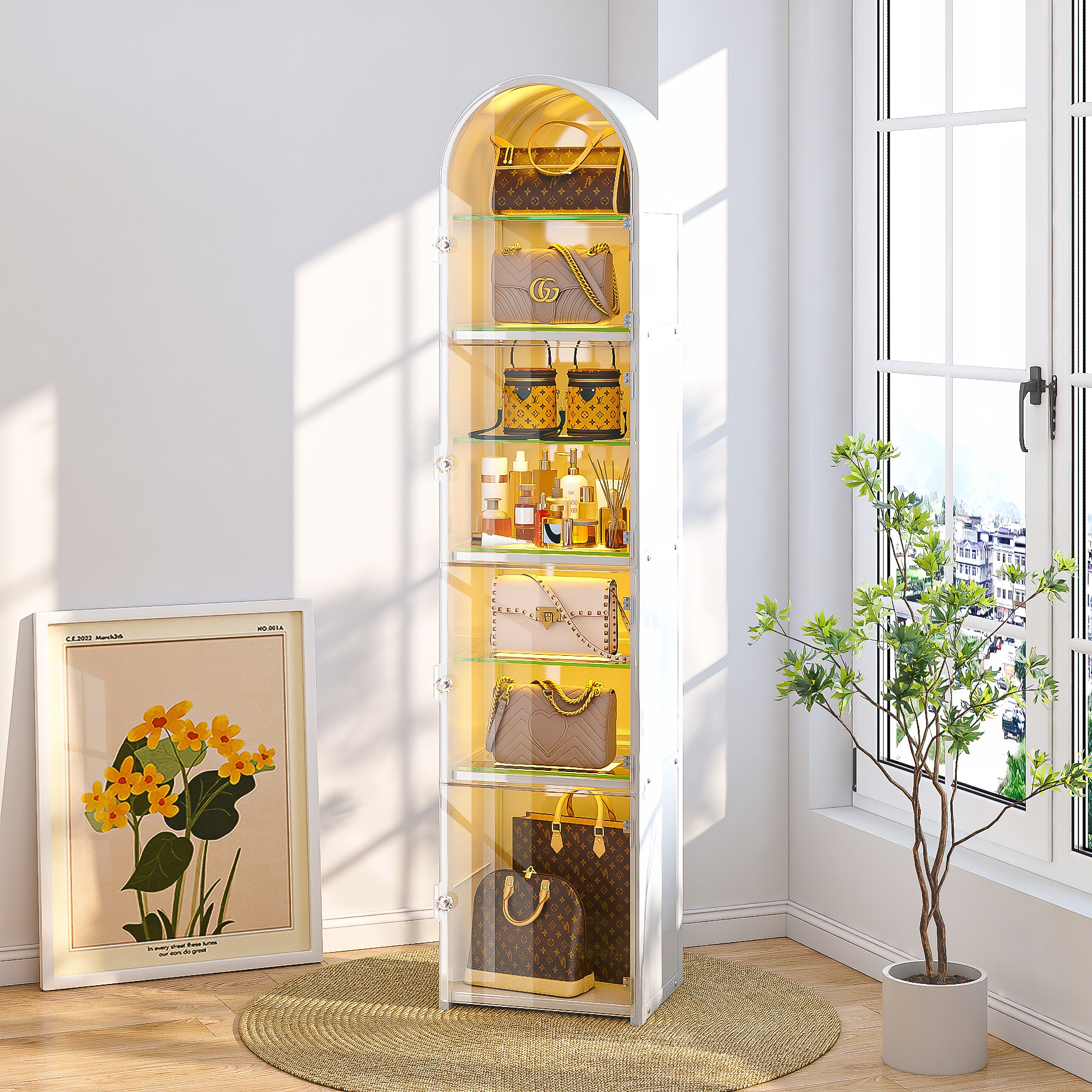 Bag Containing Cabinet Show Shelf Display Cabinet Shelve Shelve Home Hat Deposit Bag Containing Shelf Floor God-Taobao