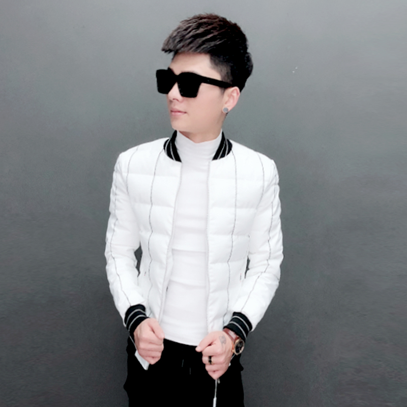 Men's winter youth Korean cotton-padded clothes social youth trend striped jacket spirit guy slim cotton-padded jacket men's clothes