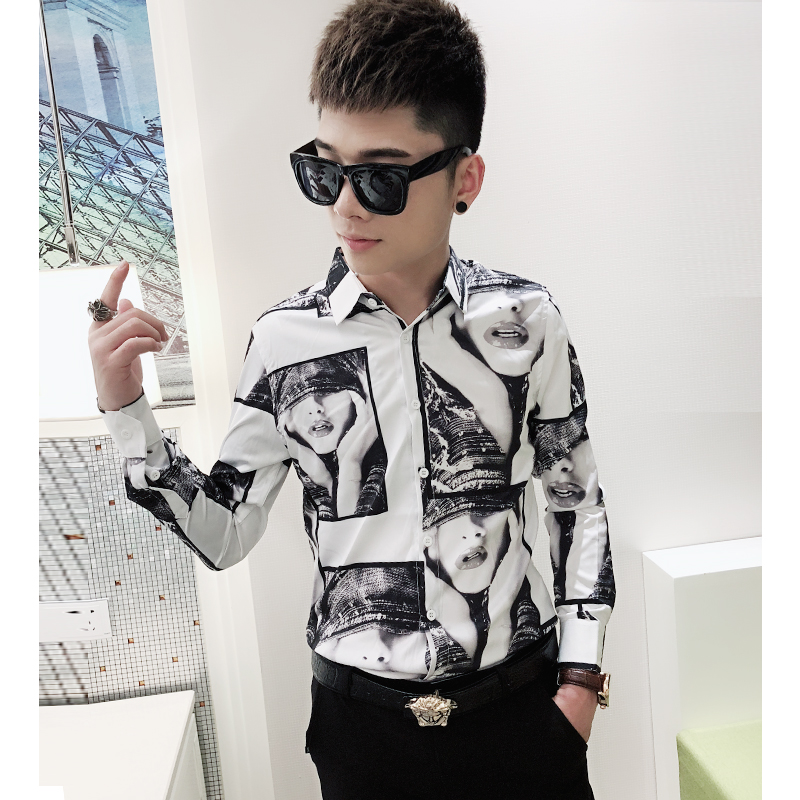 2022 Chunqiu Han version of the new lining Men's social youth trend to take up a long sleeve floral shirt for men's handsome blouses