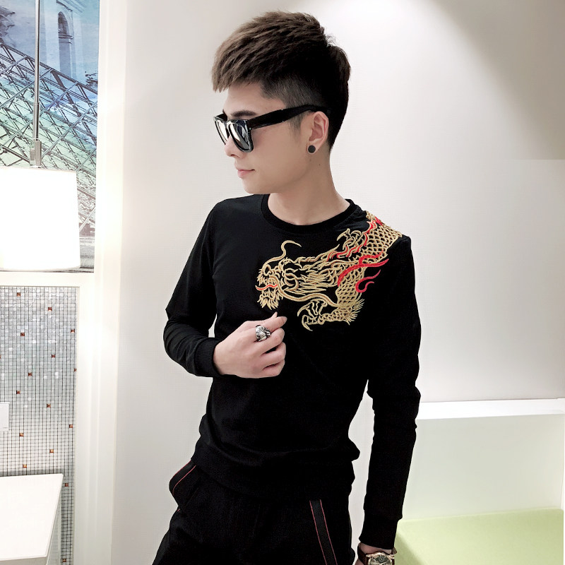 Spirit Xiaogang Weiwei Men's youth Han version Trend handsome personality T-shirt net red identical long sleeve T-shirt spring autumn new