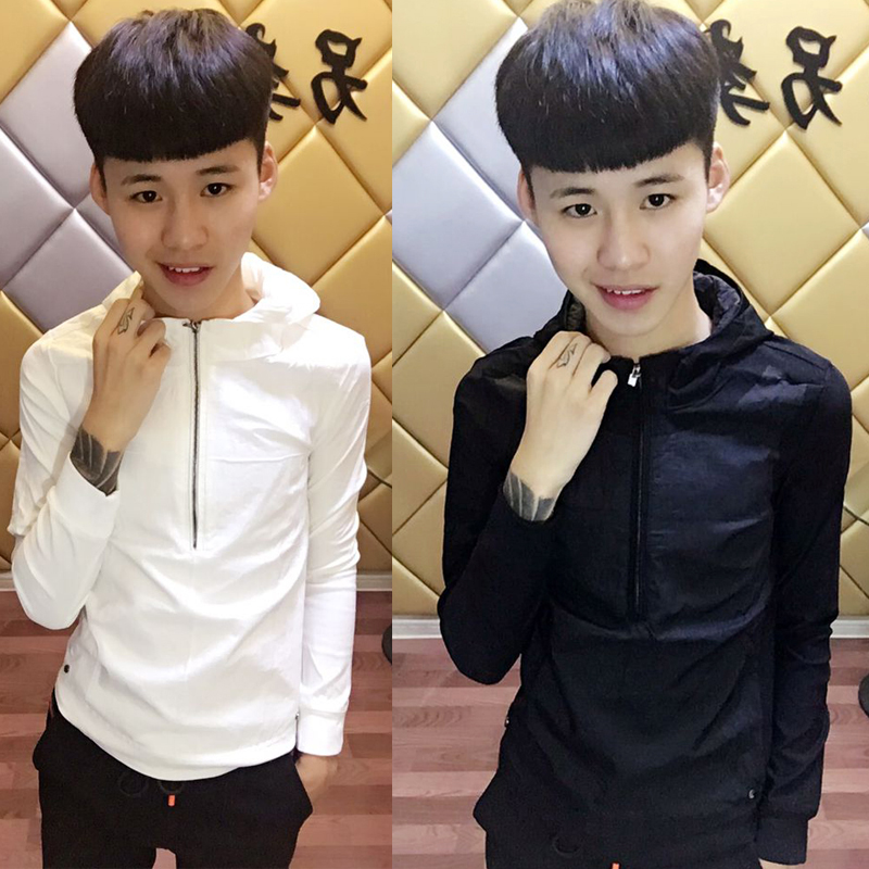 New spirit Small group Lianhood Sports shirt Long sleeves Tide Men's body handsome T-shirt Han version Body Jacket Youth Men's Clothing