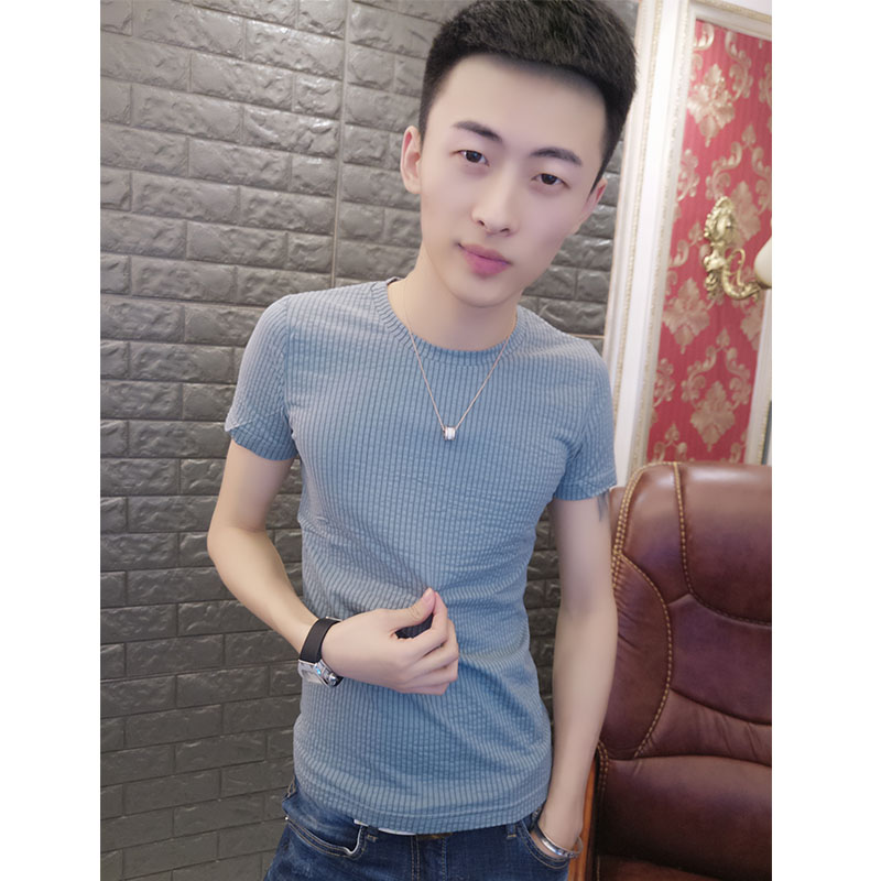 Fast hand red man with the same short sleeve male T-shirt society little guy in Korean version striped half sleeve summer trend fashion man t