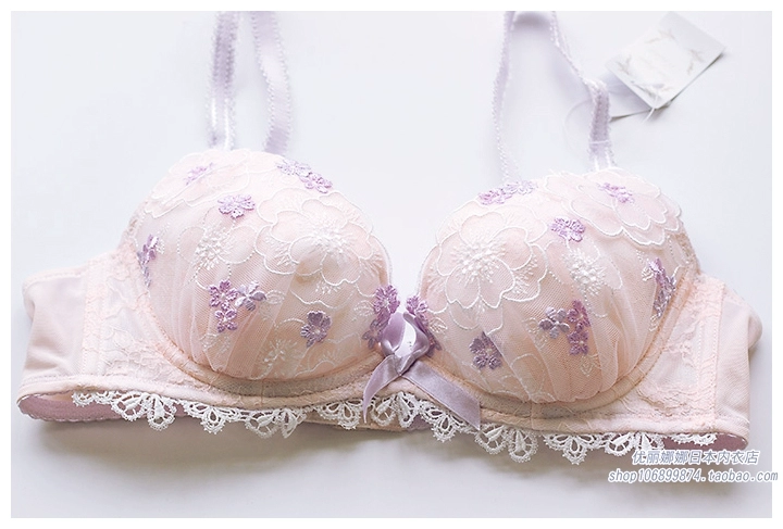 Nhật Bản Risa Magli Cup cotton mỏng chính hãng Gather Bra Sexy Disc Ngực Phụ nữ nhỏ Đồ lót Big Steel Ring - Áo ngực không dây