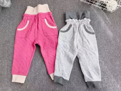 Japanese Qianjia children's pants Autumn and winter warm air cotton trousers Men and women baby air layer cotton belly pants