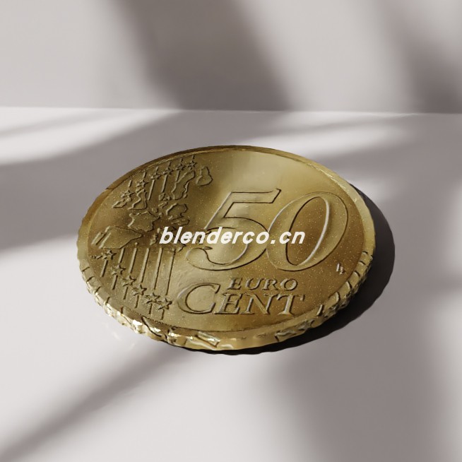 blender50分欧元硬币模型_blender布的36