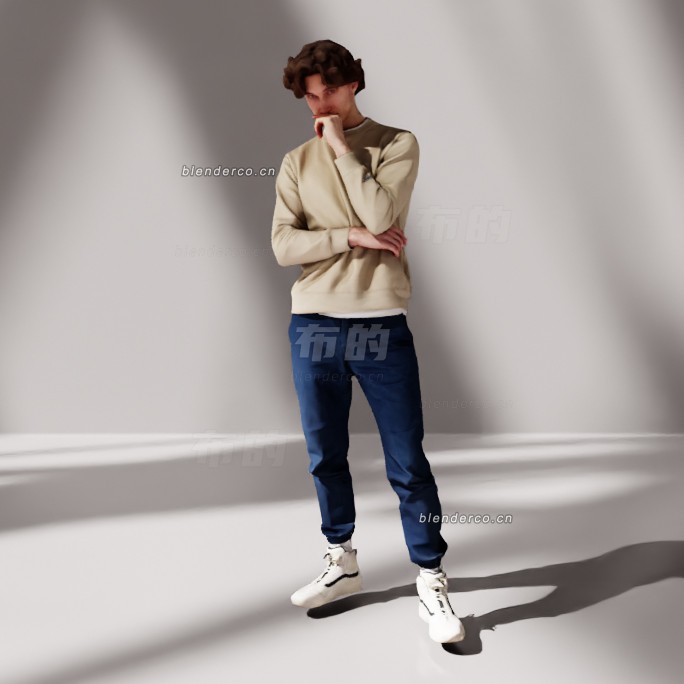 blender思考的男士模型_blender布的154