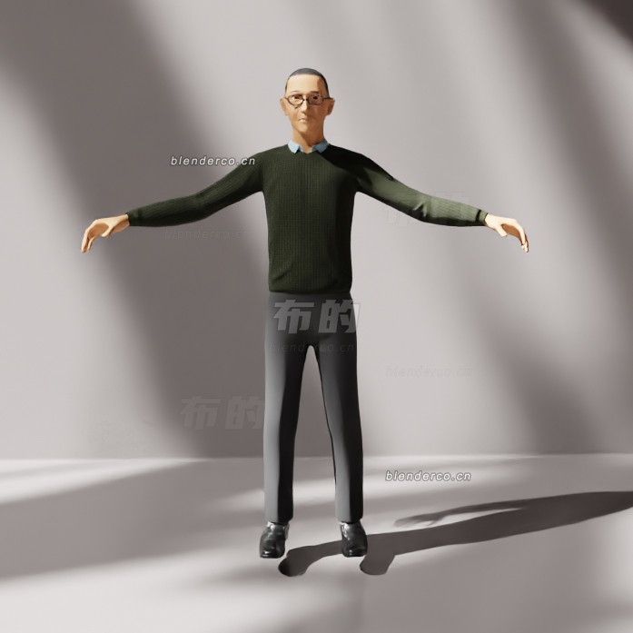 blender男性职工角色模型_blender布的124