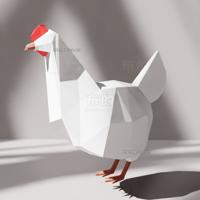 blender低聚白鸡模型_blender布的46
