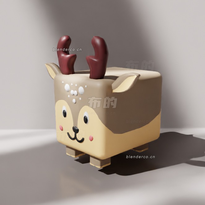 blender棕色鹿立方体模型_blender布的77