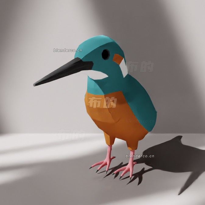blender低聚卡通河翠鸟模型_blender布的09