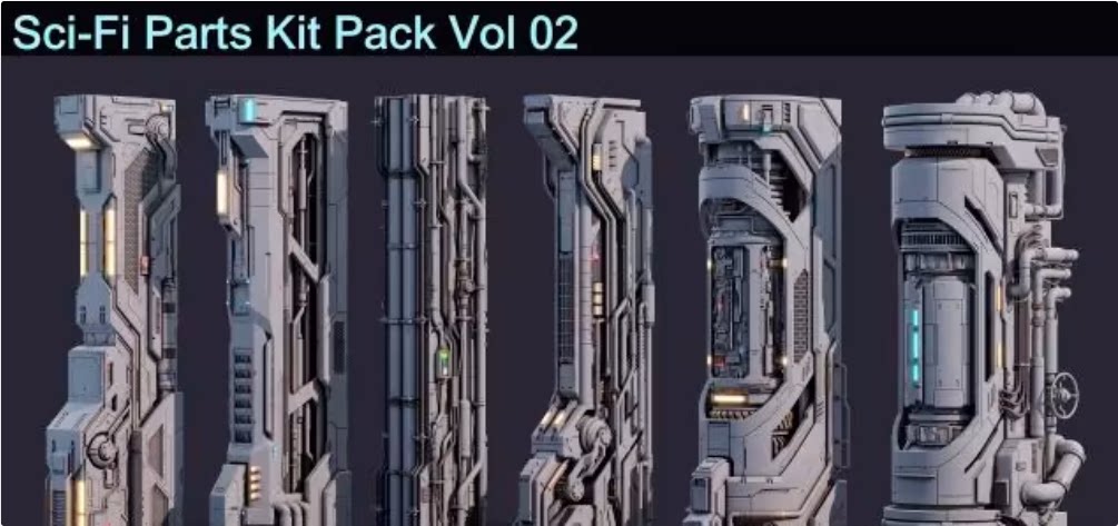 科幻立柱3D模型 Sci-Fi Parts Kit Pack Vol 02 Column