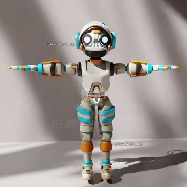 blender赛博机器人2模型_blender布的43