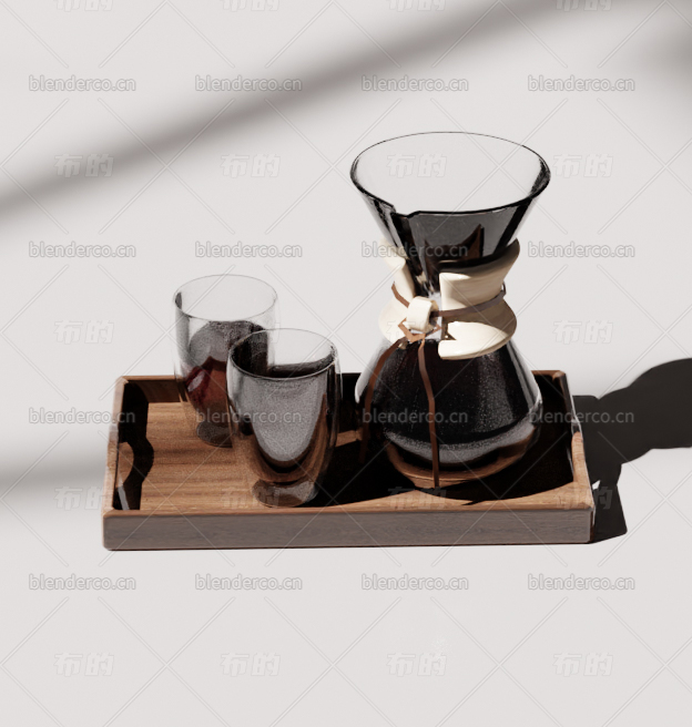 blender手冲咖啡壶托盘blender模型 布的网免费下载126