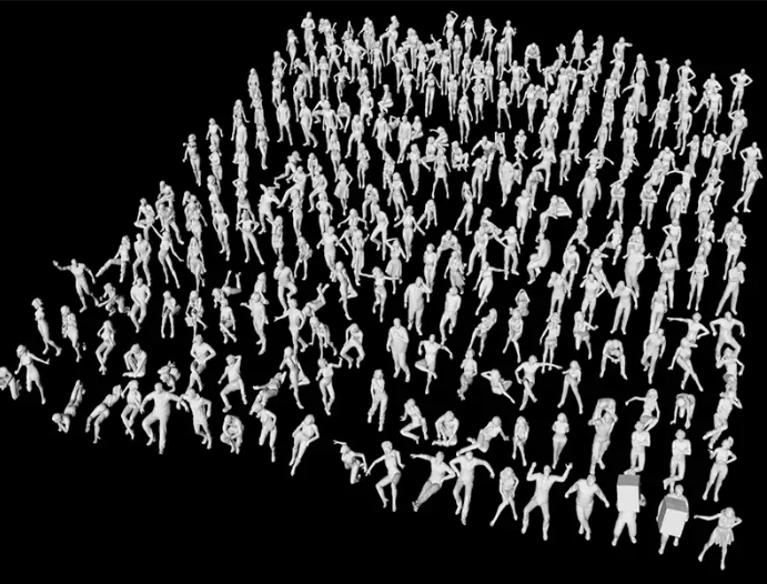 FBX STL OBJ C4D低面静态站立蹲坐搬运动作青年男女人物模型