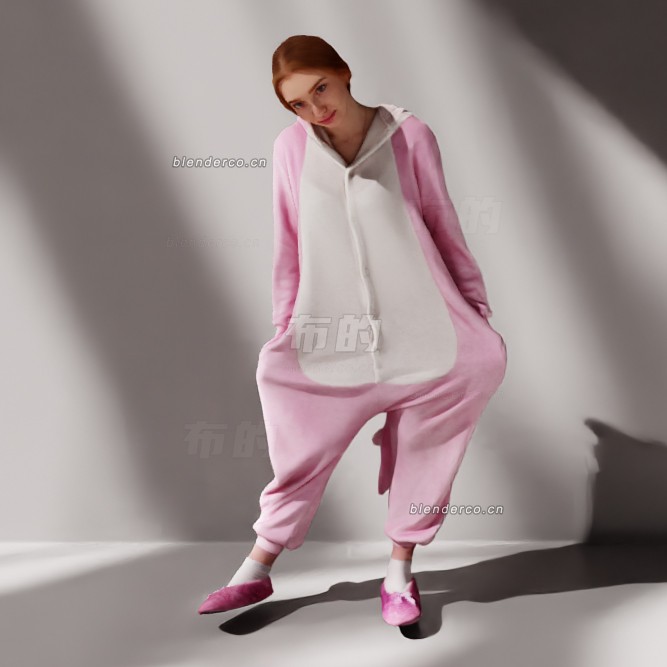 blender穿着睡衣的女士模型_blender布的70