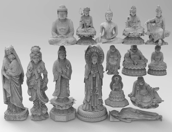 C4D FBX STL OBJ SU佛像塑像雕像菩萨弥勒佛卧佛莲台三维模型素材