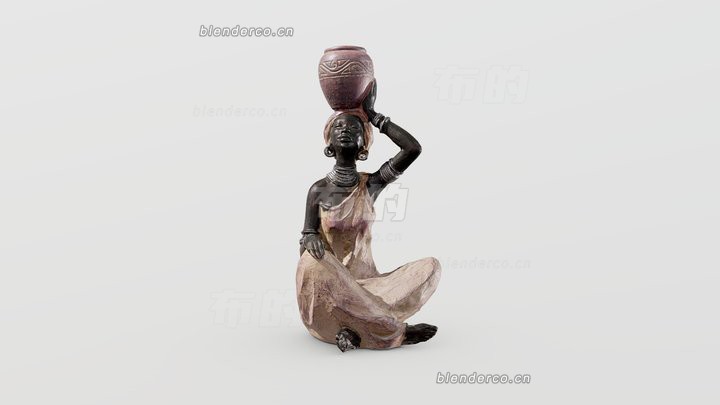 blender非洲妇女塑像模型_blender布的02