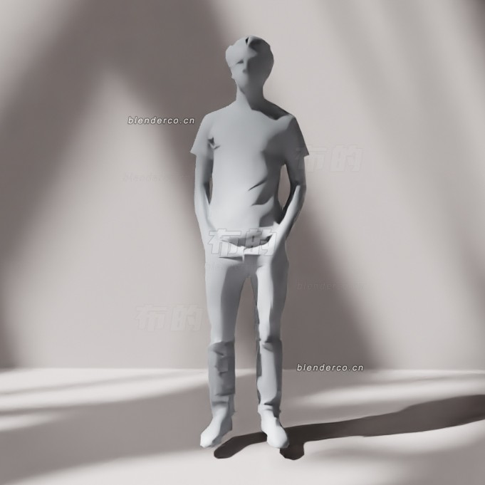 blender低多边形小伙子模型_blender布的34