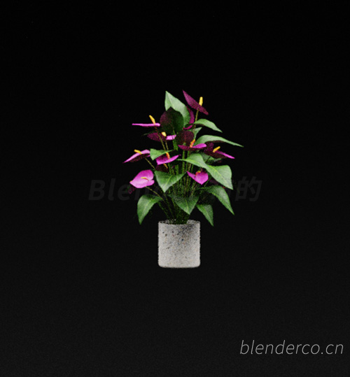 绿植植物花盆盆栽盆景单体blender模型室内花卉花草27 blender布的