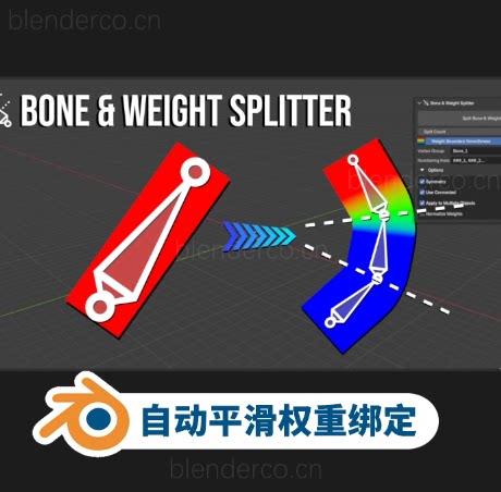 一键拆分骨骼自动平滑权重绑定插件Bone & Weight Splitter v1.0
