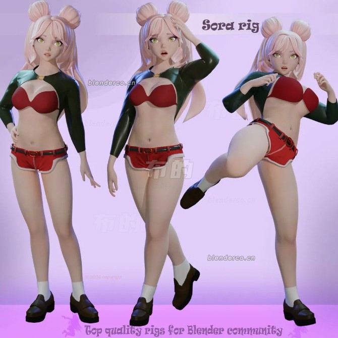 blender动漫萝莉模型_blender布的49