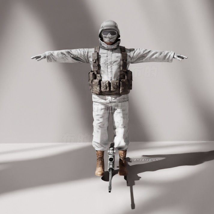 blender北极军事士兵角色模型_blender布的03