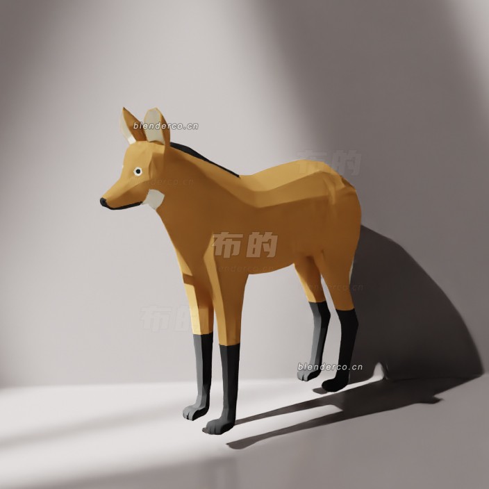 blender低多边形鬃狼模型_blender布的43