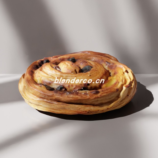 blender葡萄干面包点心模型_blender布的94