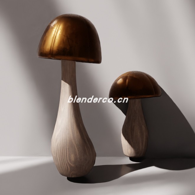 blender金属蘑菇装饰套装模型_blender布的114