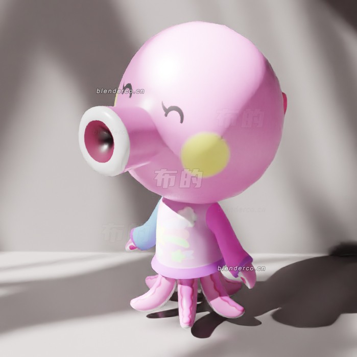blender粉色章鱼模型_blender布的46
