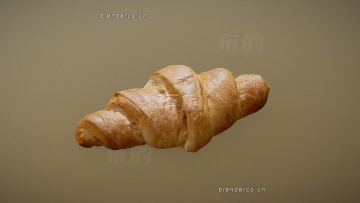 blender星巴克牛角面包模型_blender布的77