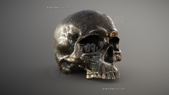 blender老宝藏头骨模型_blender布的37