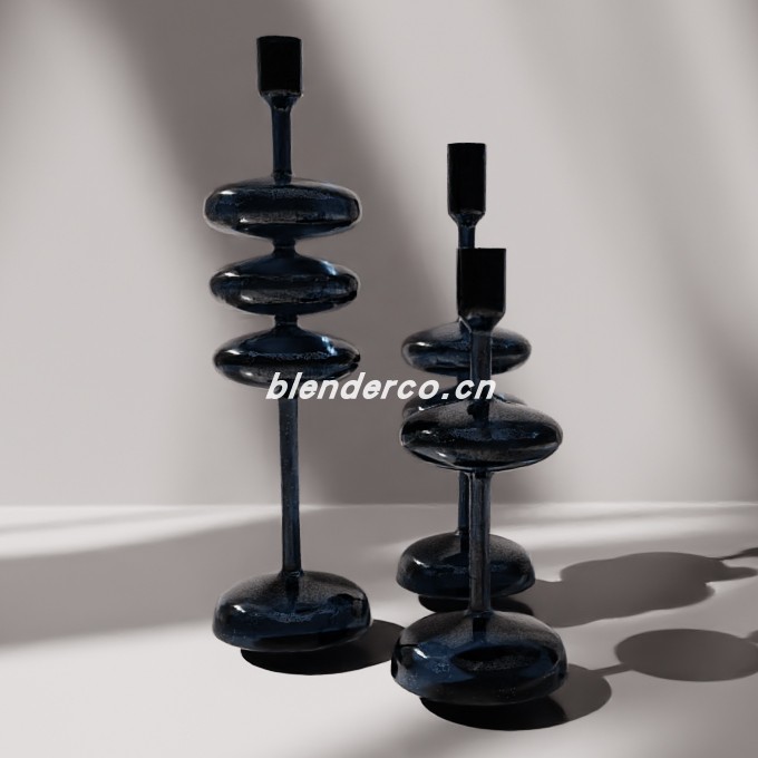 blender威尼斯深蓝色玻璃烛台模型_blender布的25