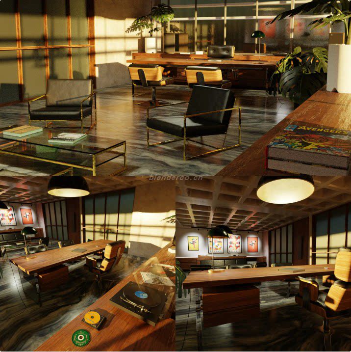 Blender设计工作室3D室内模型场景