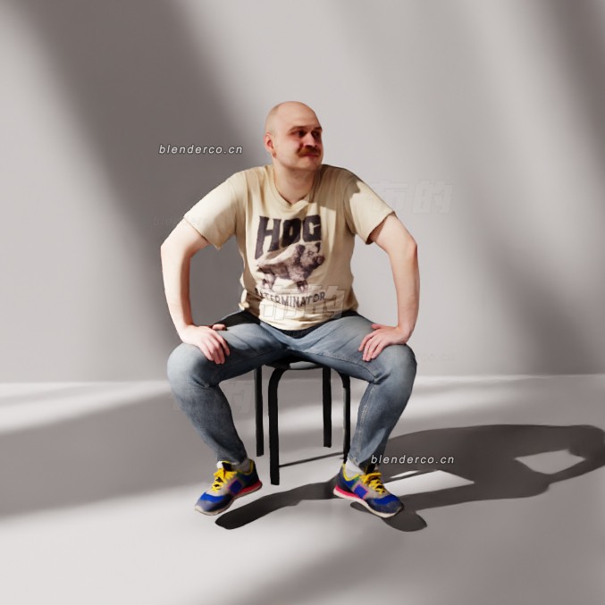 blender坐着的男士模型_blender布的09