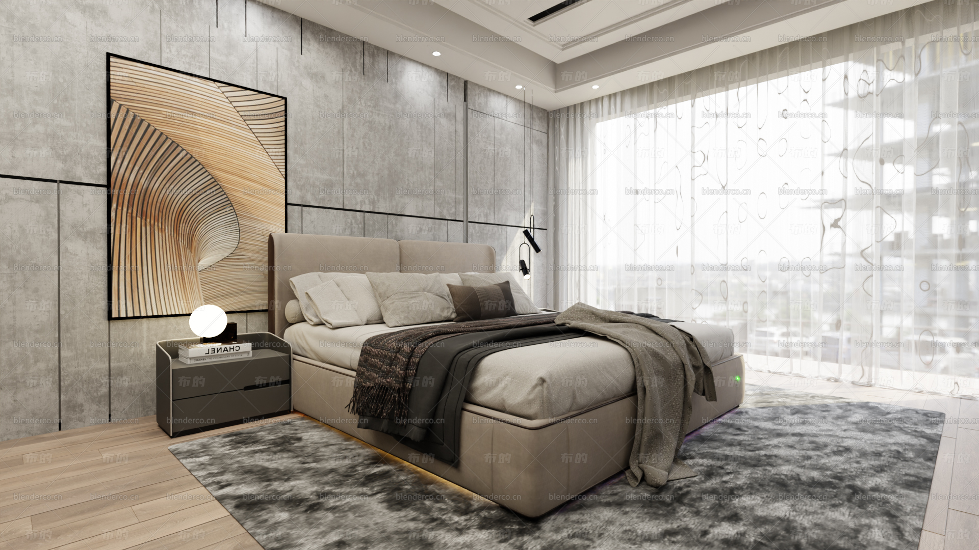 blender室内卧室场景模型blender布的15