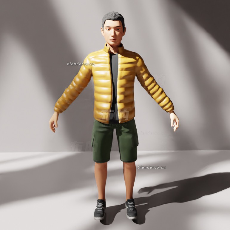 blender羽绒夹克角色模型_blender布的24