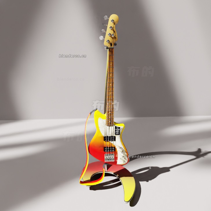 blender芬达流星贝斯电吉他模型_blender布的225