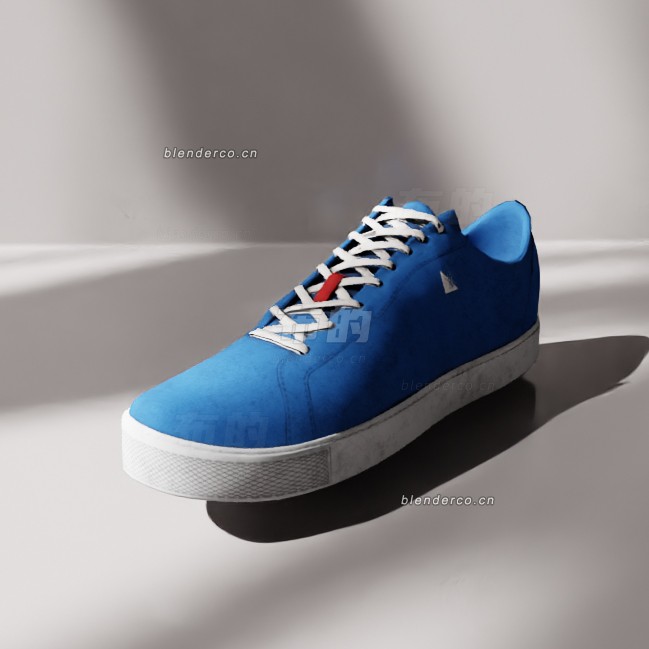 blender蓝色布鞋模型_blender布的88