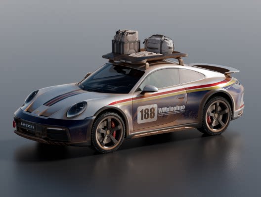 C4D保时捷911涂装汽车跑车OC渲染三维模型工程素材带材质灯光