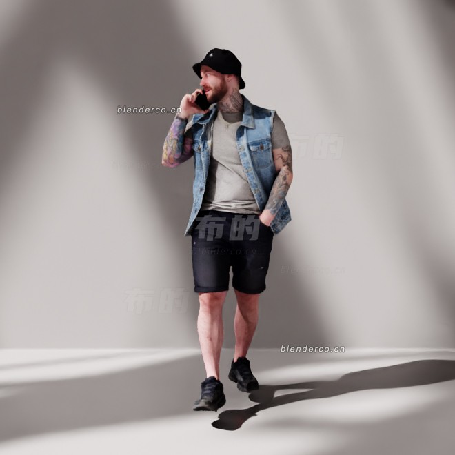 blender在打电话的男士模型_blender布的12