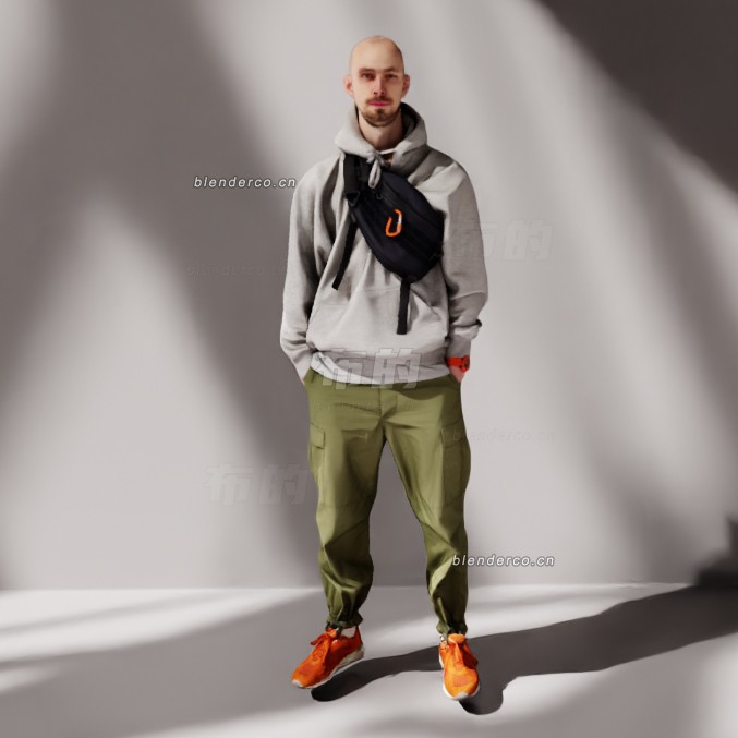 blender年轻的秃头高个子男人模型_blender布的76