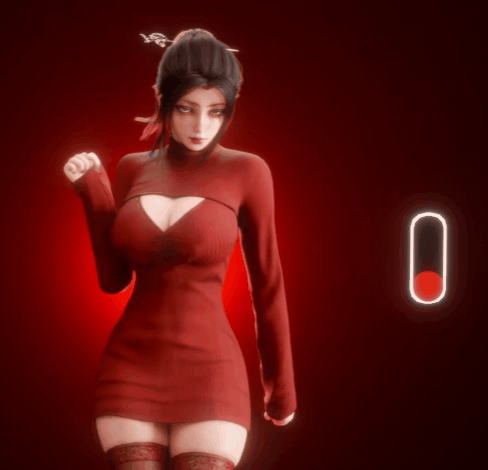 红衣女全身控制器（节点头发+脂肪物理+器官）