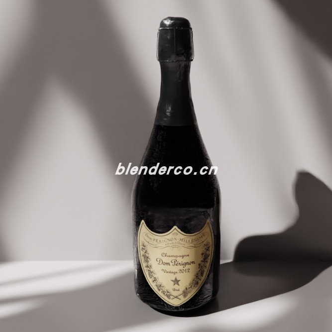 blender唐培里侬香槟瓶模型_blender布的30