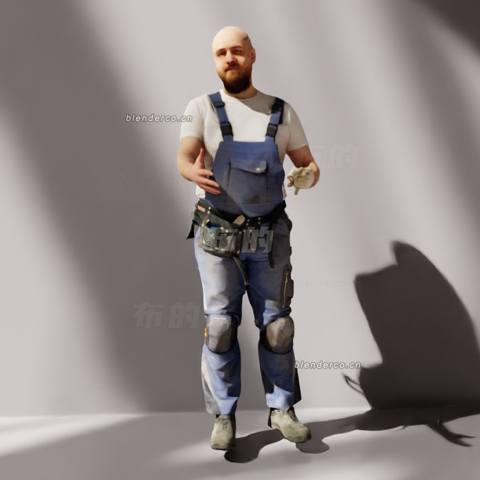 blender光头建筑工人模型_blender布的42