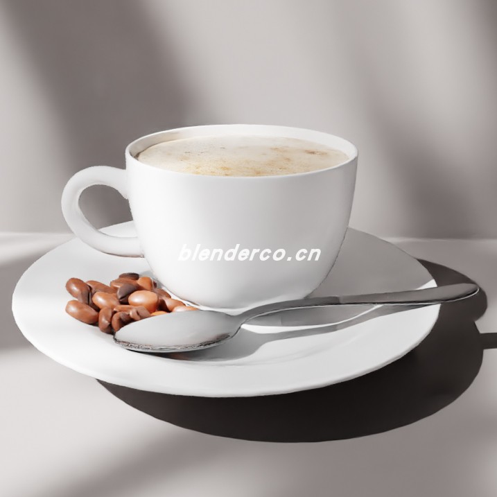 blender咖啡杯套装模型_blender布的25