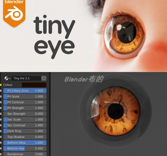 程序化眼球卡通眼球 用于 Blender Cycles 和 Eevee 的程式化眼睛生成器Tiny Eye 1.3 支持4.0+