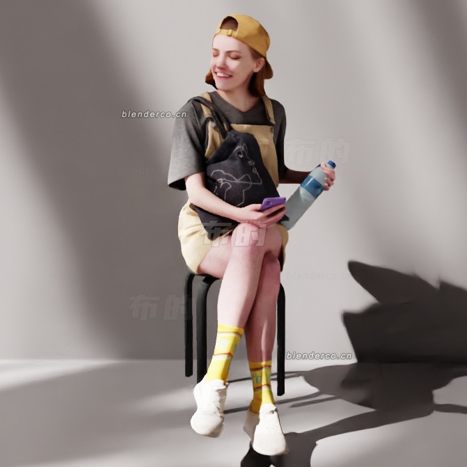 blender微笑的女孩模型_blender布的50